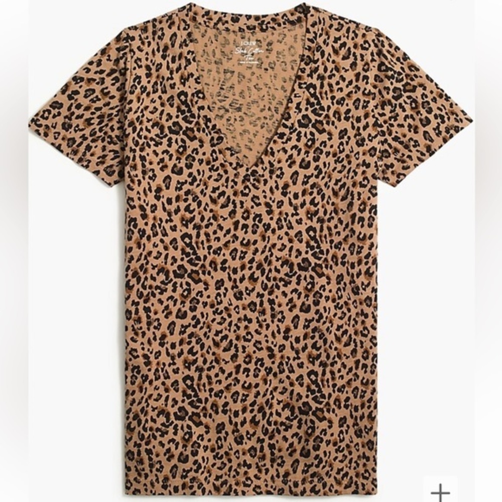 J. Crew‎ factory Printed vintage cotton V-neck tee in camel black size XS